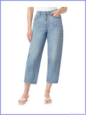 High Rise Barrel Leg Jeans 26 Inch Inseam Retro Luxe Side Seam